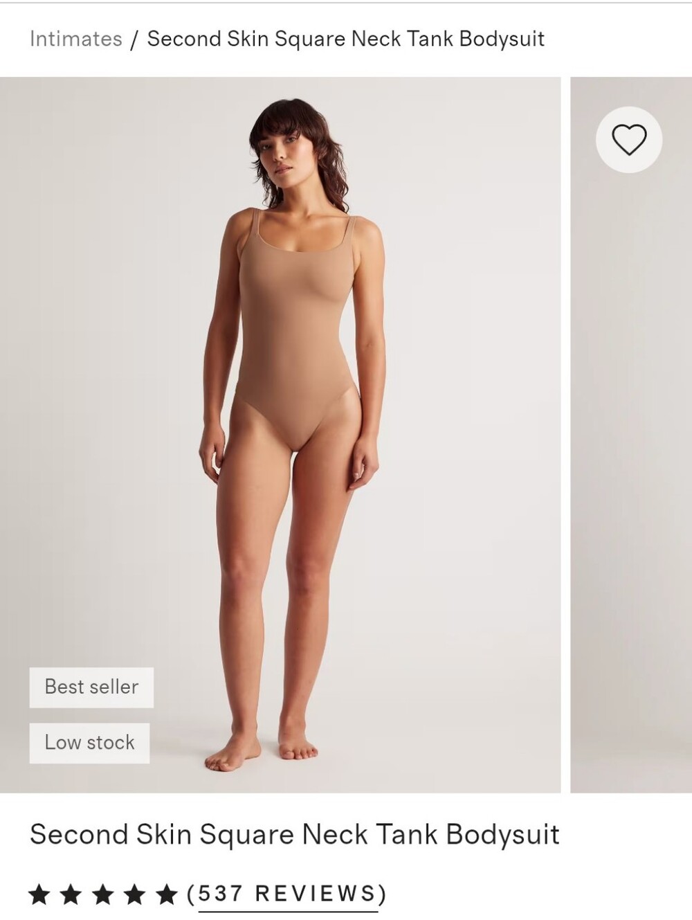 NWT Quince Second Skin Square Neck Tank Bodysuit Mocha Tan Brown Size M - Picture 9 of 11